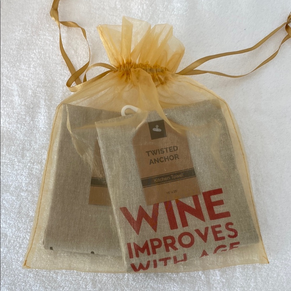 Twisted Anchor 100% Cotton Kitchen Towels with Wine Quotes
